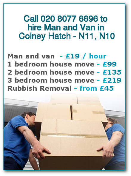 Man & Van Prices for London, Colney Hatch
